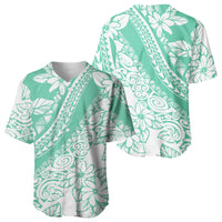 Polynesian Tiare Flower Cyan Pastel Vibes Baseball Jersey