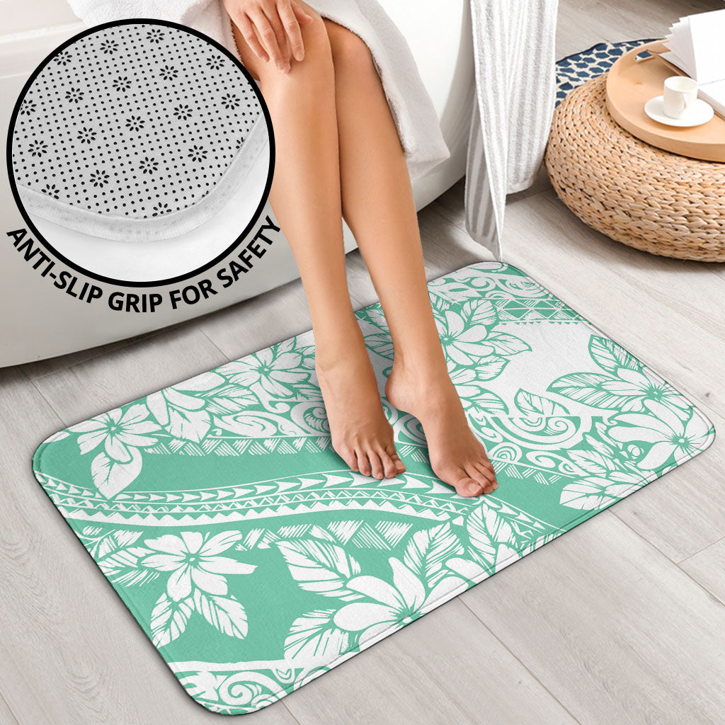 Polynesian Tiare Flower Cyan Pastel Vibes Bathroom Set