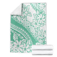 Polynesian Tiare Flower Cyan Pastel Vibes Blanket