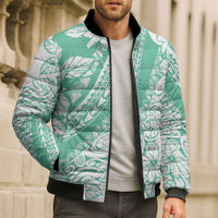 Polynesian Tiare Flower Cyan Pastel Vibes Bomber Puffer Jacket