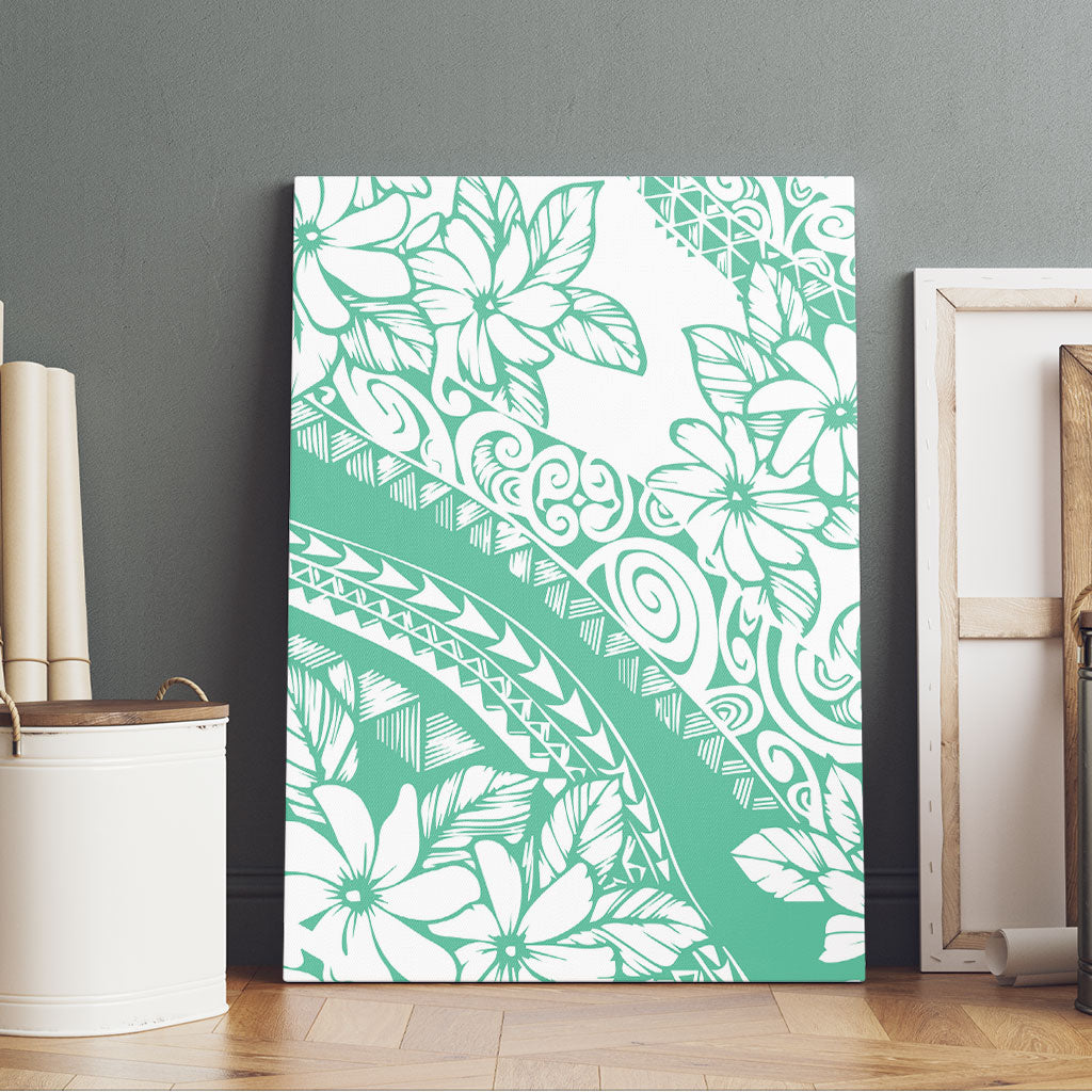 Polynesian Tiare Flower Cyan Pastel Vibes Canvas Wall Art
