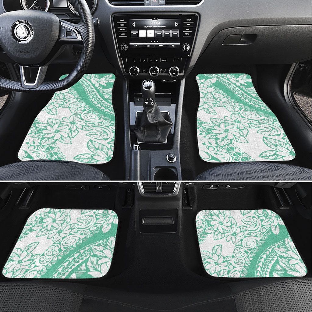 Polynesian Tiare Flower Cyan Pastel Vibes Car Mats