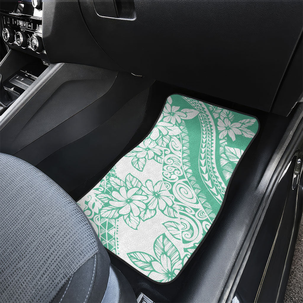 Polynesian Tiare Flower Cyan Pastel Vibes Car Mats