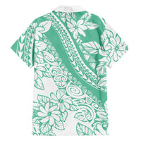 Polynesian Tiare Flower Cyan Pastel Vibes Family Matching Long Sleeve Bodycon Dress and Hawaiian Shirt LT14 - Polynesian Pride