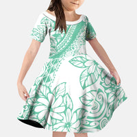 Polynesian Tiare Flower Cyan Pastel Vibes Family Matching Summer Maxi Dress and Hawaiian Shirt LT14 Daughter's Dress Cyan - Polynesian Pride