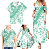 Polynesian Tiare Flower Cyan Pastel Vibes Family Matching Summer Maxi Dress and Hawaiian Shirt LT14 - Polynesian Pride