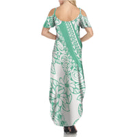 Polynesian Tiare Flower Cyan Pastel Vibes Family Matching Summer Maxi Dress and Hawaiian Shirt LT14 - Polynesian Pride