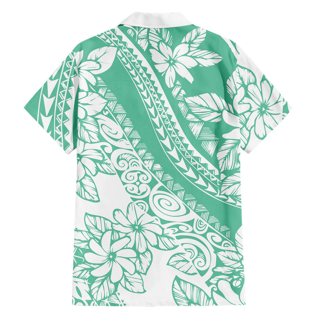 Polynesian Tiare Flower Cyan Pastel Vibes Family Matching Tank Maxi Dress and Hawaiian Shirt LT14 - Polynesian Pride