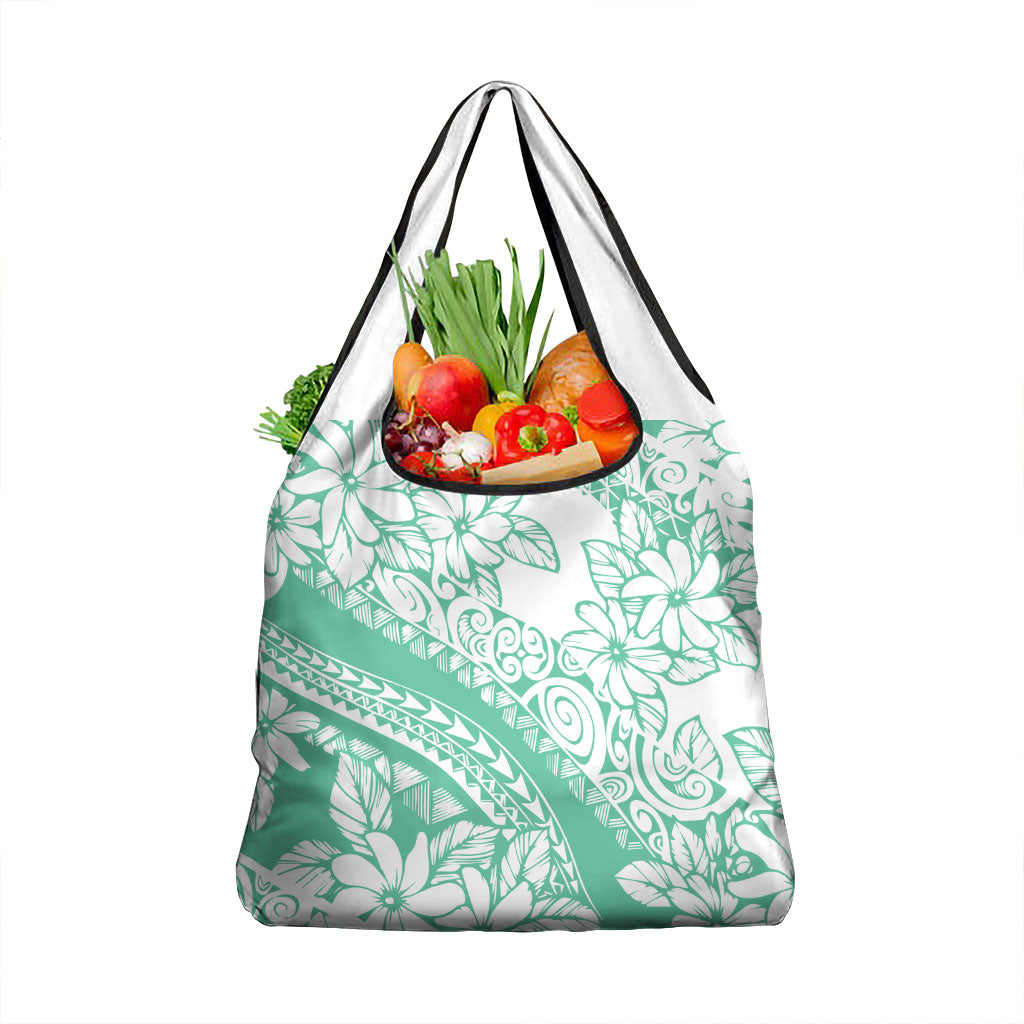 Polynesian Tiare Flower Cyan Pastel Vibes Grocery Bag LT14 1-pack One Size Cyan - Polynesian Pride