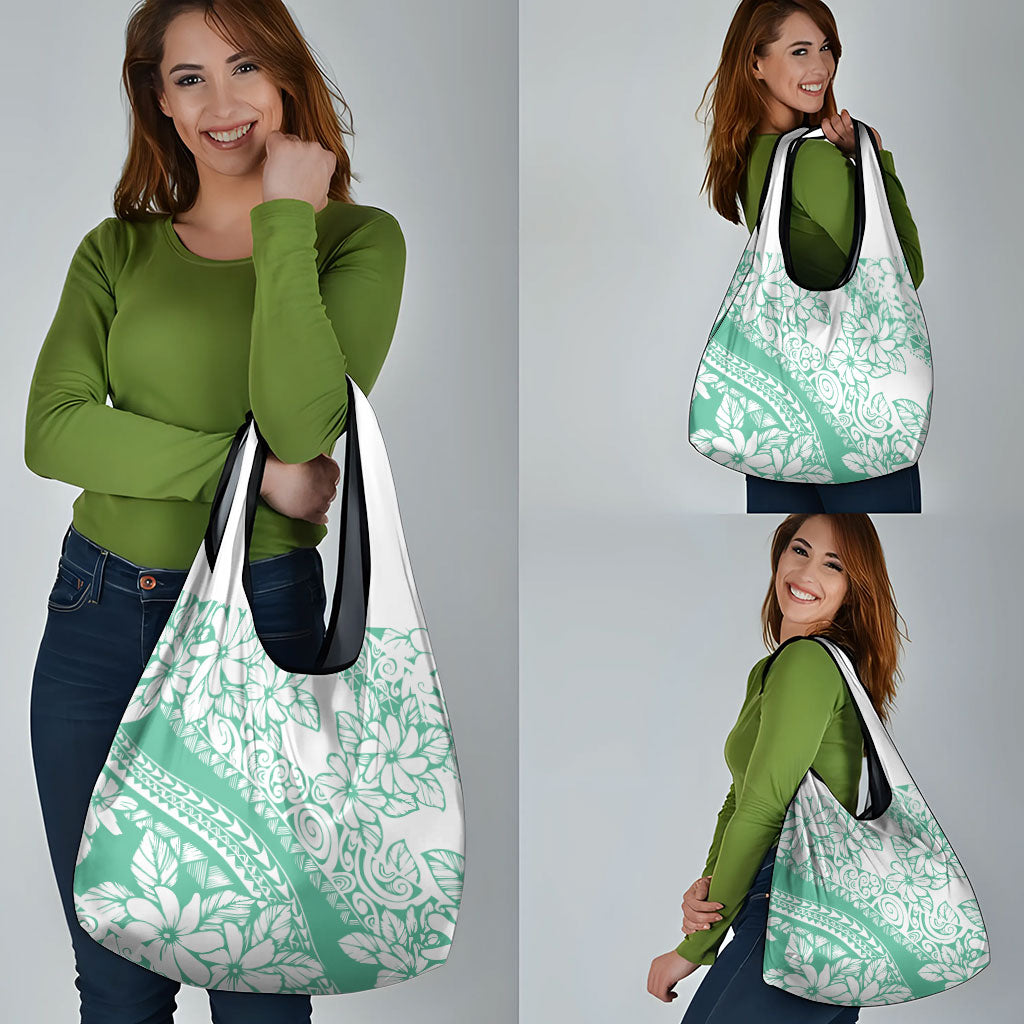 Polynesian Tiare Flower Cyan Pastel Vibes Grocery Bag LT14 - Polynesian Pride