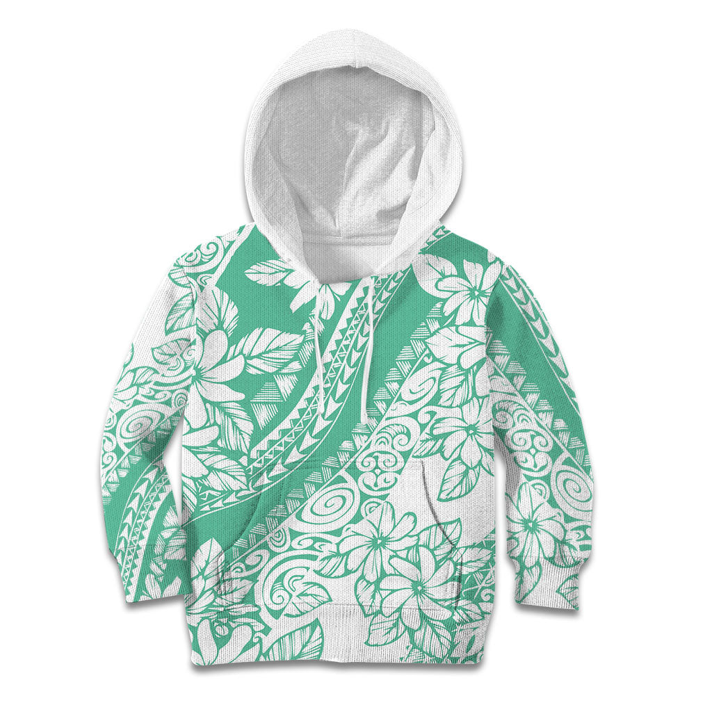 Polynesian Tiare Flower Cyan Pastel Vibes Kid Hoodie LT14 Hoodie Cyan - Polynesian Pride