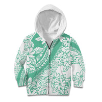 Polynesian Tiare Flower Cyan Pastel Vibes Kid Hoodie LT14 Zip Hoodie Cyan - Polynesian Pride