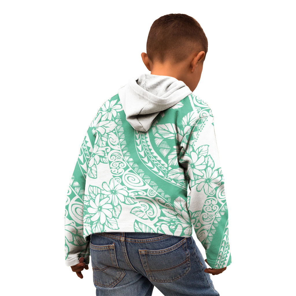 Polynesian Tiare Flower Cyan Pastel Vibes Kid Hoodie LT14 - Polynesian Pride