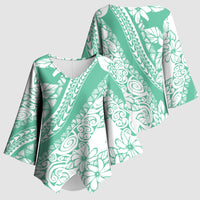 Polynesian Tiare Flower Cyan Pastel Vibes Kimono Sleeve Blouse