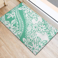 Polynesian Tiare Flower Cyan Pastel Vibes Rubber Doormat