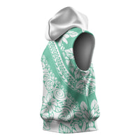 Polynesian Tiare Flower Cyan Pastel Vibes Sleeveless Hoodie