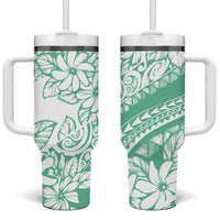 Polynesian Tiare Flower Cyan Pastel Vibes Tumbler With Handle LT14 One Size: 40 oz Cyan - Polynesian Pride