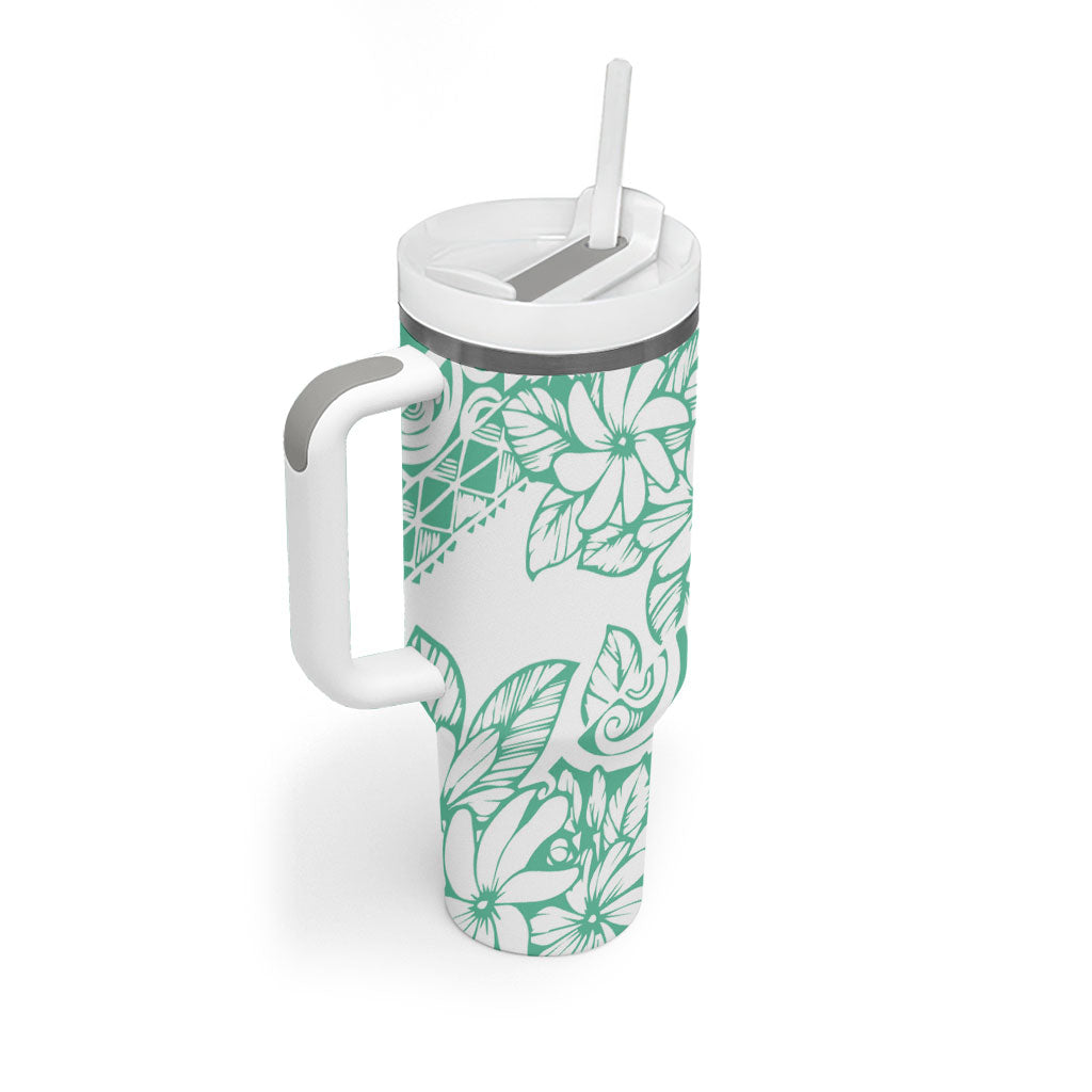 Polynesian Tiare Flower Cyan Pastel Vibes Tumbler With Handle LT14 - Polynesian Pride