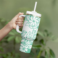 Polynesian Tiare Flower Cyan Pastel Vibes Tumbler With Handle LT14 - Polynesian Pride