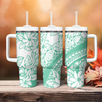 Polynesian Tiare Flower Cyan Pastel Vibes Tumbler With Handle LT14 - Polynesian Pride
