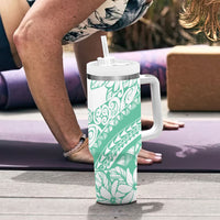 Polynesian Tiare Flower Cyan Pastel Vibes Tumbler With Handle LT14 - Polynesian Pride