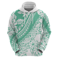 Polynesian Tiare Flower Cyan Pastel Vibes Zip Hoodie