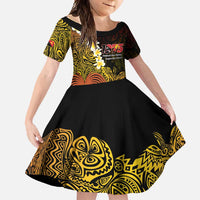 Papua New Guinea 1975 Family Matching Long Sleeve Bodycon Dress and Hawaiian Shirt Create Our History Inspire Our Future LT14 Daughter's Dress Black - Polynesian Pride