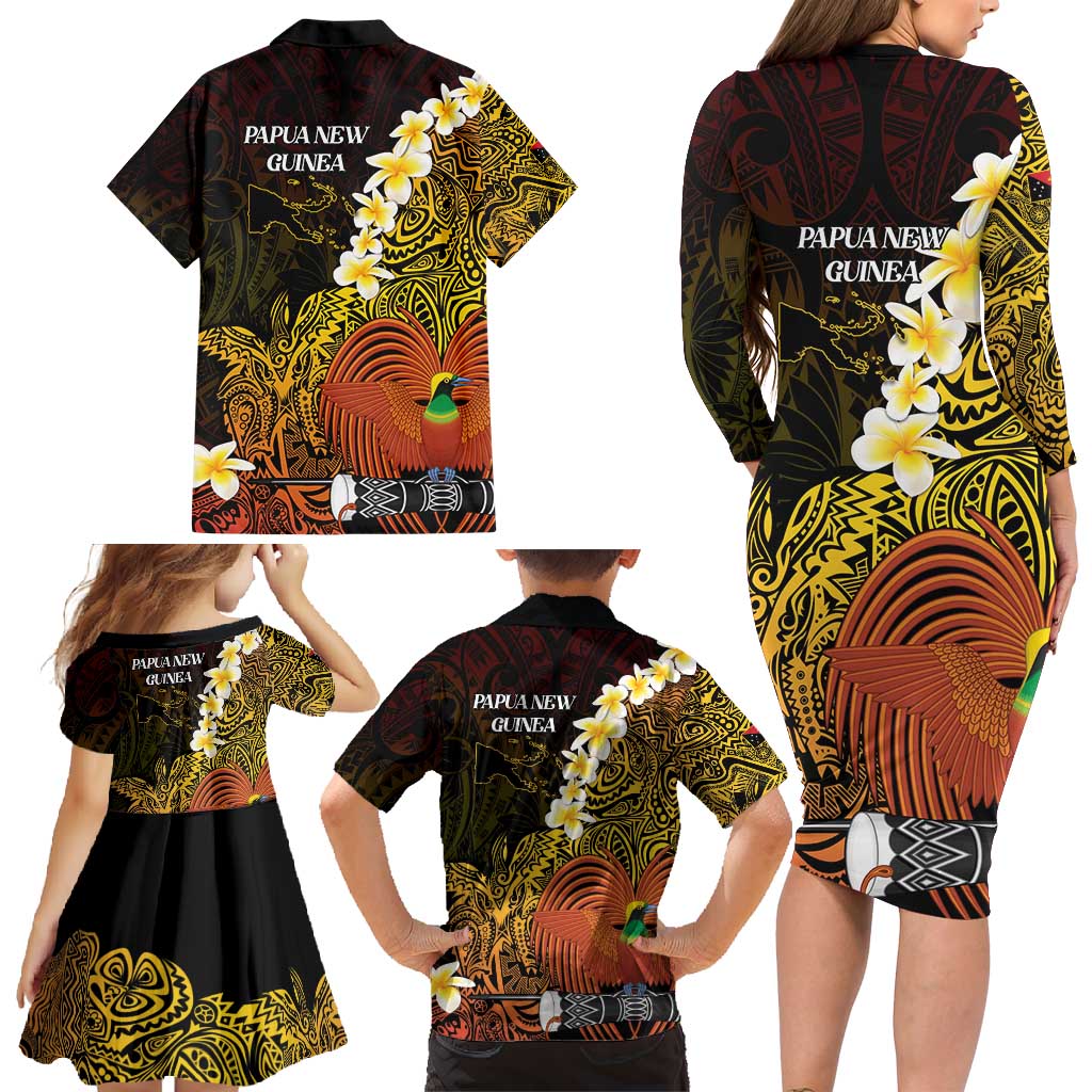 Papua New Guinea 1975 Family Matching Long Sleeve Bodycon Dress and Hawaiian Shirt Create Our History Inspire Our Future LT14 - Polynesian Pride