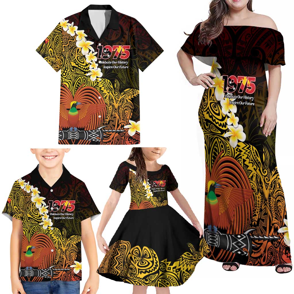 Papua New Guinea 1975 Family Matching Off Shoulder Maxi Dress and Hawaiian Shirt Create Our History Inspire Our Future LT14 - Polynesian Pride