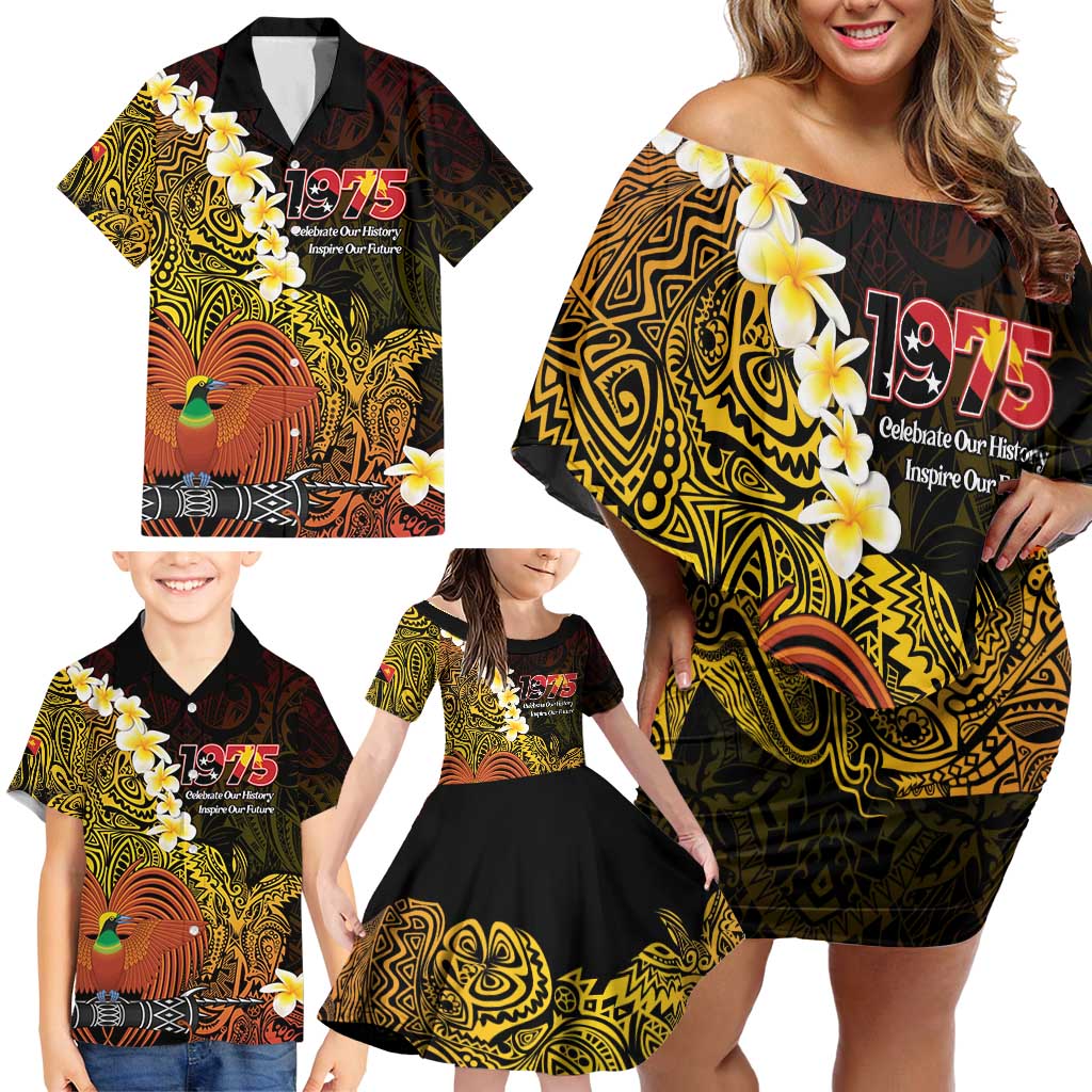 Papua New Guinea 1975 Family Matching Off Shoulder Short Dress and Hawaiian Shirt Create Our History Inspire Our Future LT14 - Polynesian Pride