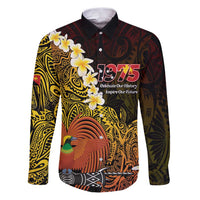 Papua New Guinea 1975 Family Matching Puletasi and Hawaiian Shirt Create Our History Inspire Our Future LT14 Dad's Shirt - Long Sleeve Black - Polynesian Pride