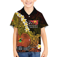 Papua New Guinea 1975 Family Matching Summer Maxi Dress and Hawaiian Shirt Create Our History Inspire Our Future LT14 Son's Shirt Black - Polynesian Pride