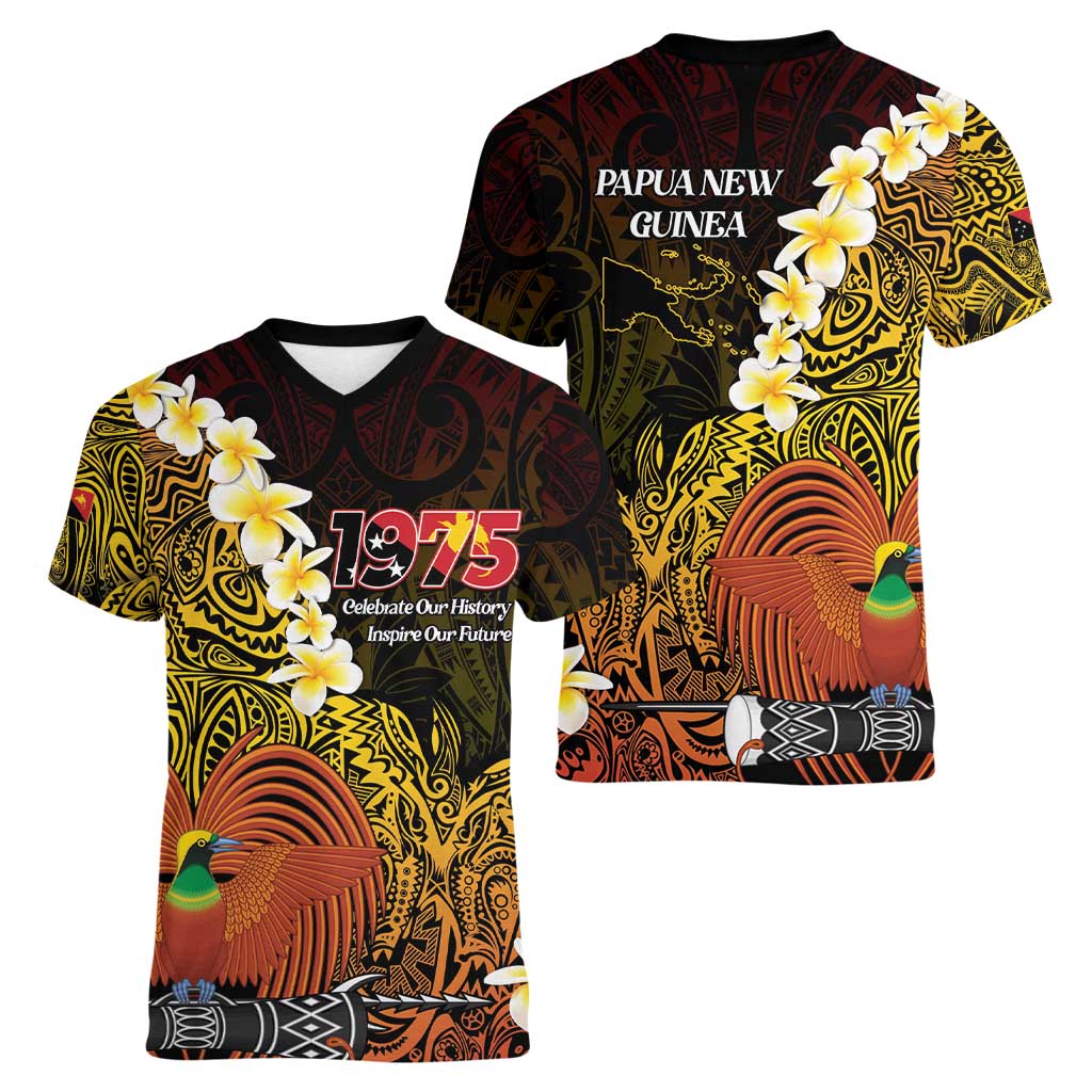 Papua New Guinea 1975 Women V-Neck T-Shirt Create Our History Inspire Our Future LT14 - Polynesian Pride
