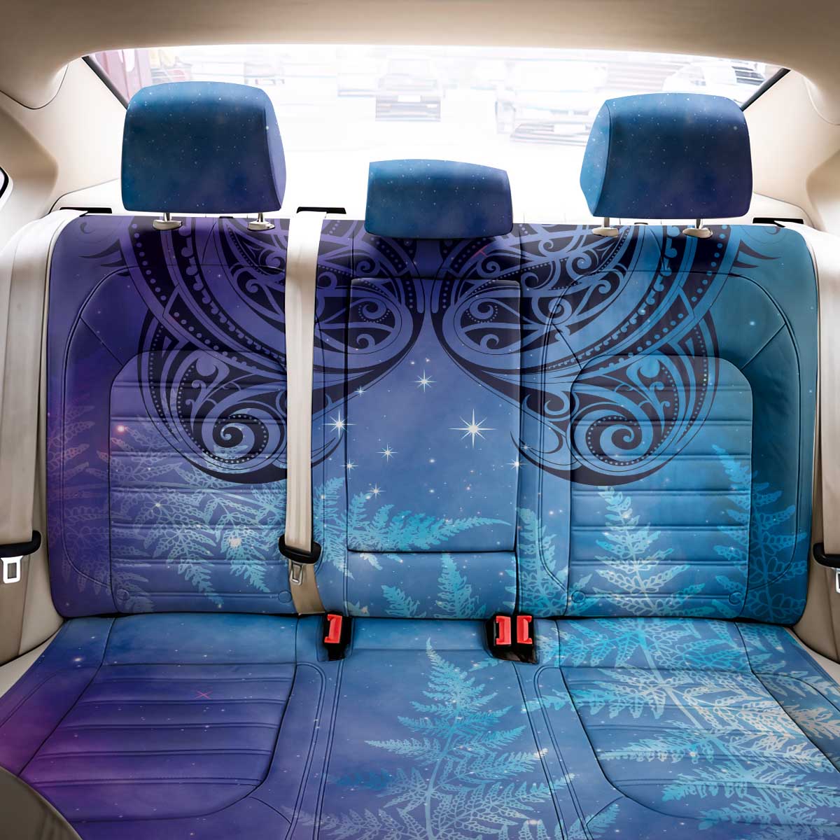 New Zealand Matariki Back Car Seat Cover Aotearoa Maori New Year Galaxy Maori Silver Fern LT14 - Polynesian Pride
