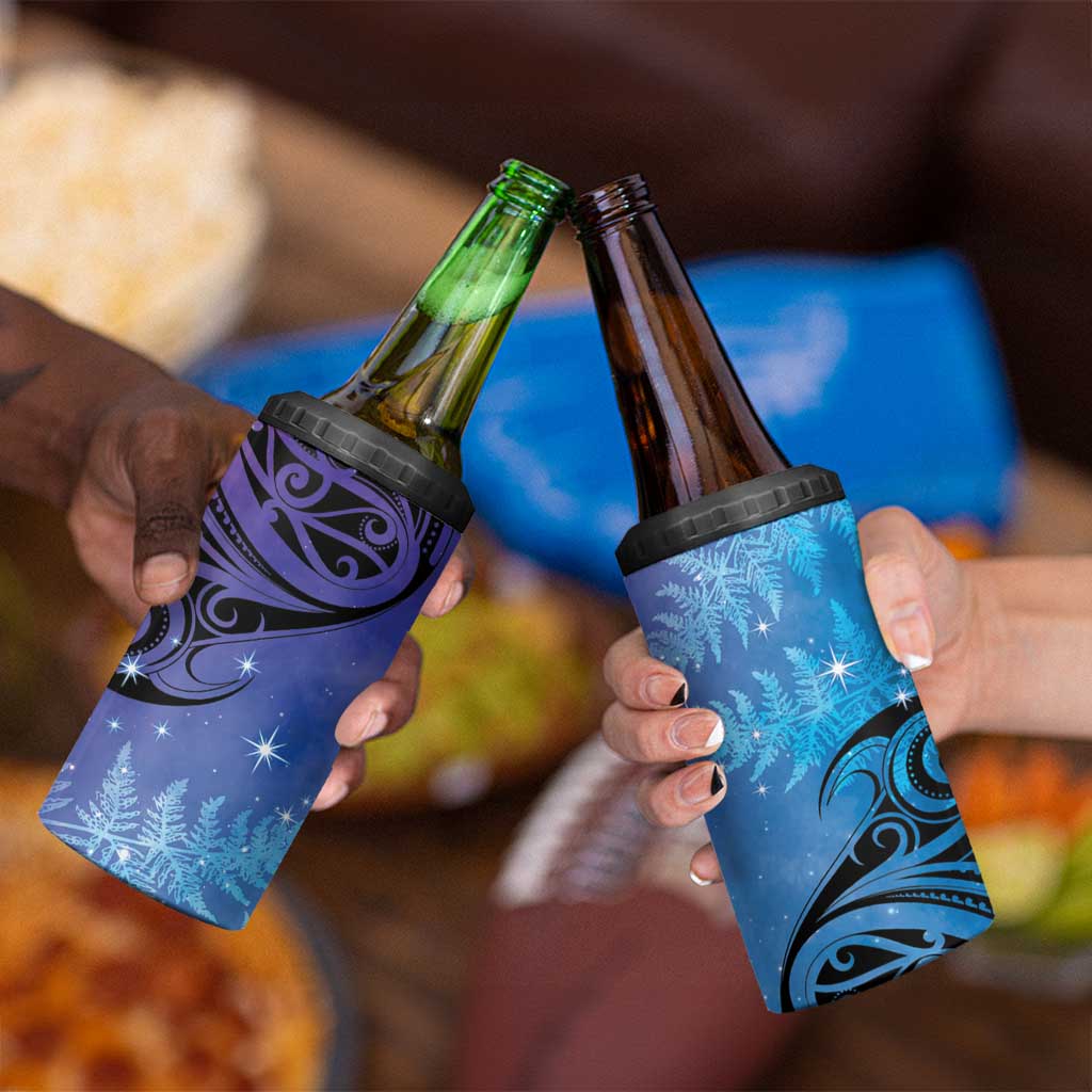 New Zealand Matariki 4 in 1 Can Cooler Tumbler Aotearoa Maori New Year Galaxy Maori Silver Fern LT14 - Polynesian Pride