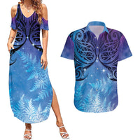 New Zealand Matariki Couples Matching Summer Maxi Dress and Hawaiian Shirt Aotearoa Maori New Year Galaxy Maori Silver Fern