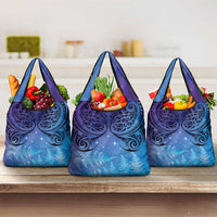 New Zealand Matariki Grocery Bag Aotearoa Maori New Year Galaxy Maori Silver Fern LT14 3-pack One Size Blue - Polynesian Pride