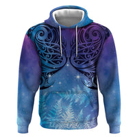 New Zealand Matariki Hoodie Aotearoa Maori New Year Galaxy Maori Silver Fern LT14 Pullover Hoodie Blue - Polynesian Pride