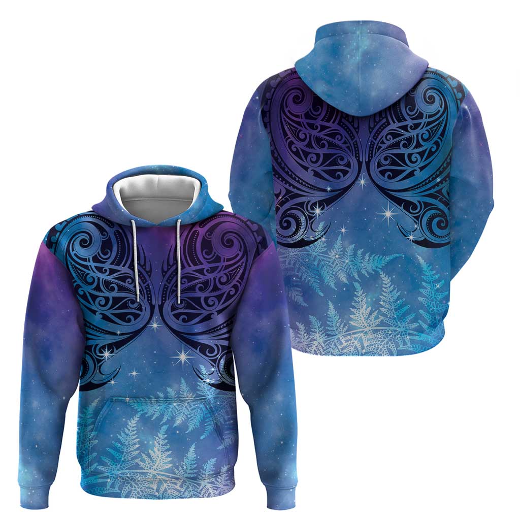 New Zealand Matariki Hoodie Aotearoa Maori New Year Galaxy Maori Silver Fern LT14 - Polynesian Pride