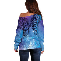 New Zealand Matariki Off Shoulder Sweater Aotearoa Maori New Year Galaxy Maori Silver Fern LT14 - Polynesian Pride