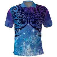 New Zealand Matariki Polo Shirt Aotearoa Maori New Year Galaxy Maori Silver Fern LT14 Blue - Polynesian Pride