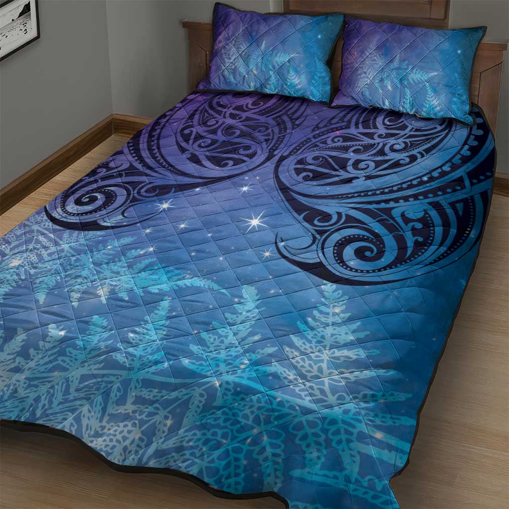 New Zealand Matariki Quilt Bed Set Aotearoa Maori New Year Galaxy Maori Silver Fern