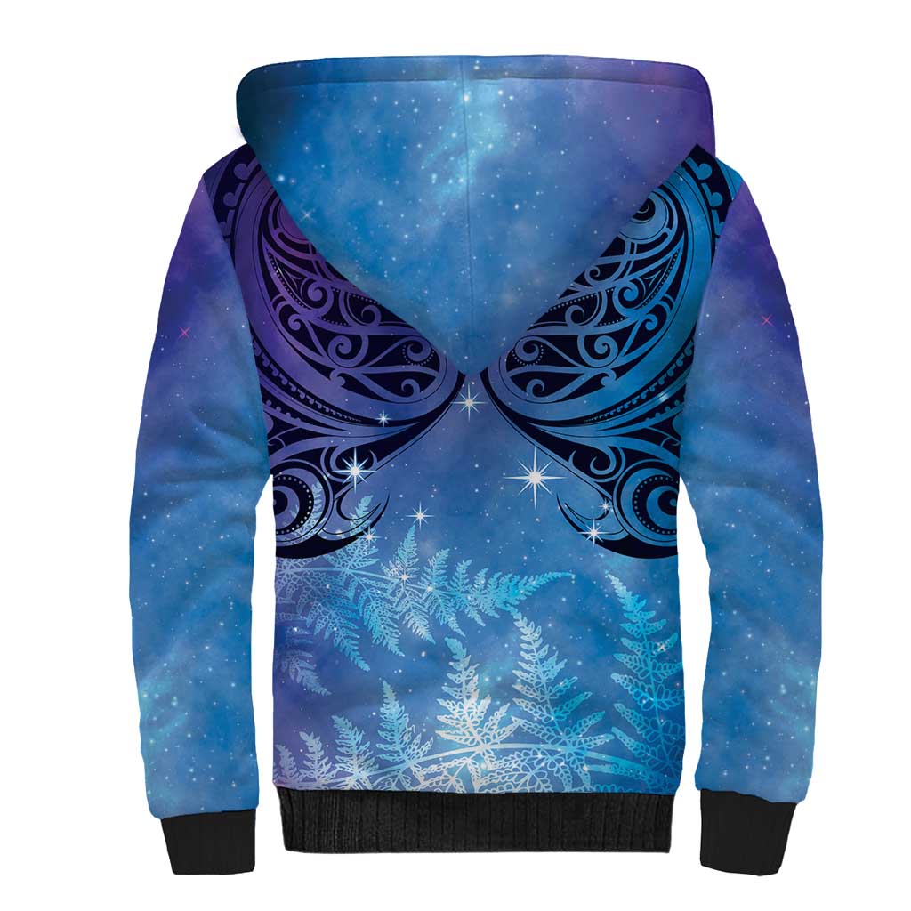 New Zealand Matariki Sherpa Hoodie Aotearoa Maori New Year Galaxy Maori Silver Fern