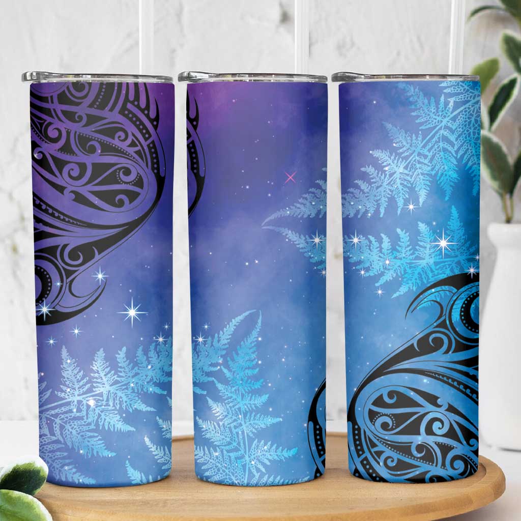 New Zealand Matariki Skinny Tumbler Aotearoa Maori New Year Galaxy Maori Silver Fern LT14 - Polynesian Pride