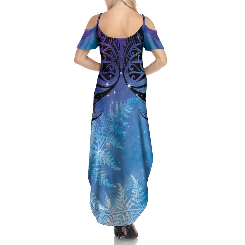 New Zealand Matariki Summer Maxi Dress Aotearoa Maori New Year Galaxy Maori Silver Fern LT14 - Polynesian Pride