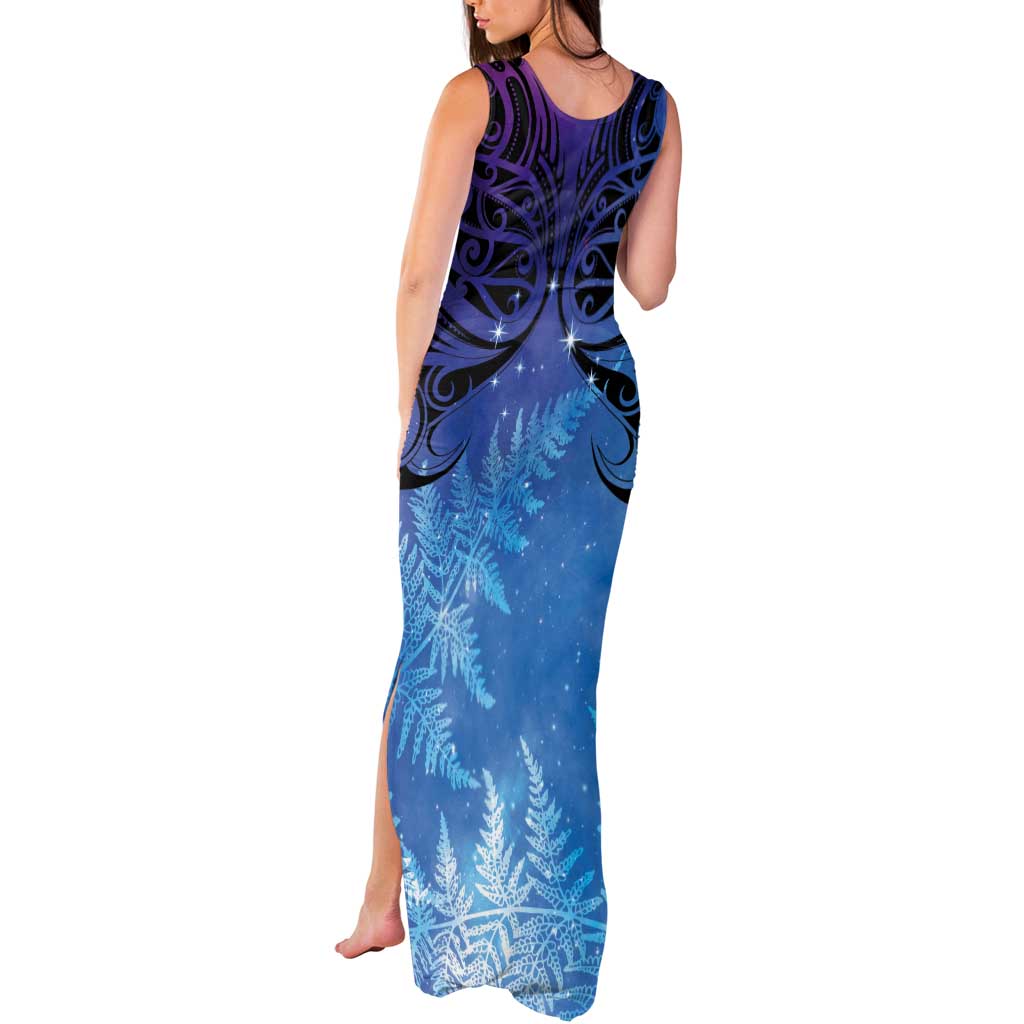 New Zealand Matariki Tank Maxi Dress Aotearoa Maori New Year Galaxy Maori Silver Fern LT14 - Polynesian Pride