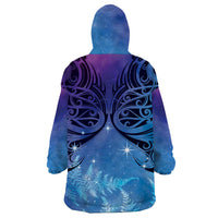 New Zealand Matariki Wearable Blanket Hoodie Aotearoa Maori New Year Galaxy Maori Silver Fern