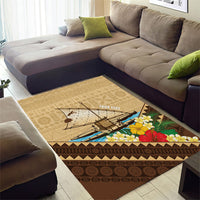 Personalised Bula Vinaka Fiji Drua Area Rug Fijian Traditional Canoe Tapa Cloth Beige LT14 - Polynesian Pride