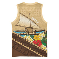 Personalised Bula Vinaka Fiji Drua Basketball Jersey Fijian Traditional Canoe Tapa Cloth Beige LT14 - Polynesian Pride