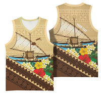 Personalised Bula Vinaka Fiji Drua Basketball Jersey Fijian Traditional Canoe Tapa Cloth Beige LT14 - Polynesian Pride